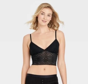 Auden Lace Brami Womens Medium Pullover Wireless Adjustable-Strap Black - Picture 1 of 14