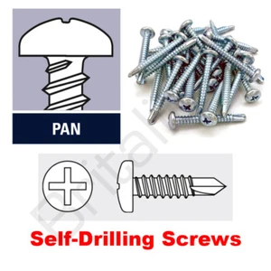 NO.7 X 1" 3.9MM X 25MM PAN HEAD SELF DRILLING TEK SCREWS ZINC PLATED METAL - Picture 1 of 3