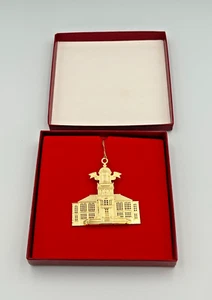 1999 Carver Hall Building Bloomsburg University Pa. Gold Metal Ornament in Box - Picture 1 of 7