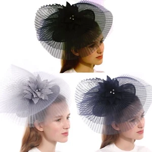 Sinamay Saucer Disc Crinoline Mesh Feather Wedding Hatinator Fascinator Races - Picture 1 of 13