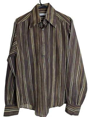 Camisa Para Hombres Dolce & Gabbana Mediana Italia Rayas Vintage Medio Botón Tapeta 1636 Foto 1 de 4