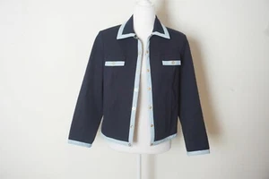 VTG! ST. JOHN SPORT BY MARIE GRAY Navy/Gold Blue Knit Suit Blazer/Jacket Size S - Picture 1 of 7