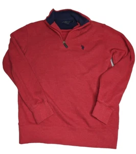 US Polo ASSN Suéter Para Hombre Pequeño Pulóver Rojo Suéter Cuarto Cremallera Sudadera - Imagen 1 de 7