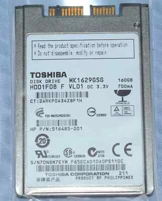 TOSHIBA MK1629GSG  160 GB 1.8" 5400 RPM micro-SATA mSATA Hard Disk Drive HDD - Image 1 of 4