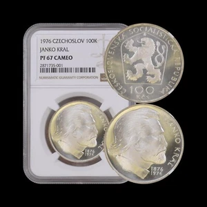 CZECHOSLOVAKIA. 1976, 100 Korun, Silver - NGC PF67 - Top Pop 🥇 Janko Kral - Picture 1 of 5