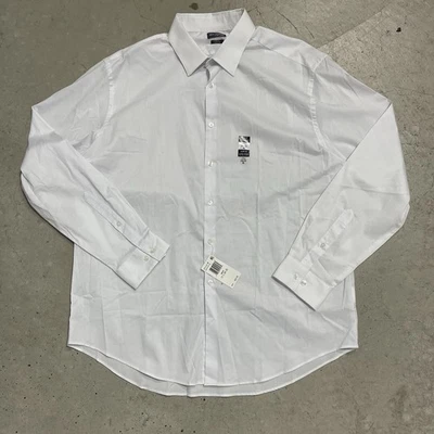 Van Heusen Dress Shirt Mens 17.5 34/35 XL White Slim Fit Stretch Button Up - Image 1 of 4