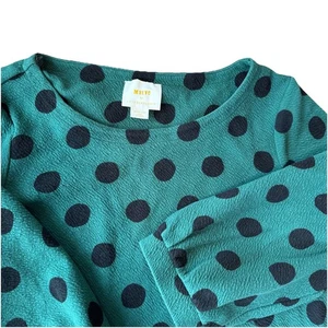 Anthropologie Maeve Women’s Blouse Green Polka Dot 3/4 Puff Sleeve Size Medium - Picture 1 of 9