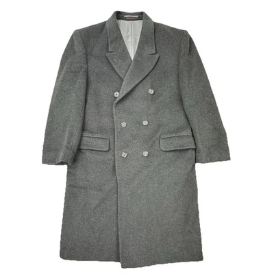 Alexander Shields Park Avenue NY Mens 42 Gray Long Coat Double Breasted Hungary - Image 1 of 4