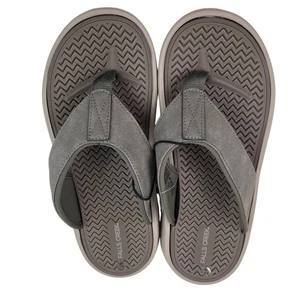 Falls Creek Mens Size Medium (7-8) Gray Canvas Rubber Flip Flops - Picture 1 of 9
