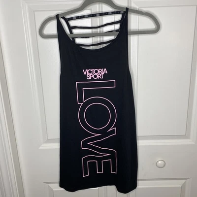 Camiseta sin mangas Victoria Sport para mujer XLarge negra rosa Love sin mangas nueva con etiqueta Foto 1 de 4