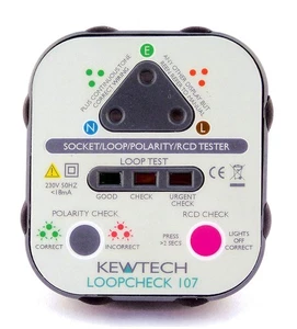 Kewtech LOOPCHECK 107 Steckdosentester mit Schleifencheck Netzsteckdosentester grau - Bild 1 von 4