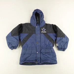 Vintage Dallas Cowboys Jacket Boys Medium NFL Football Starter Hooded Coat 90s - Picture 1 of 17