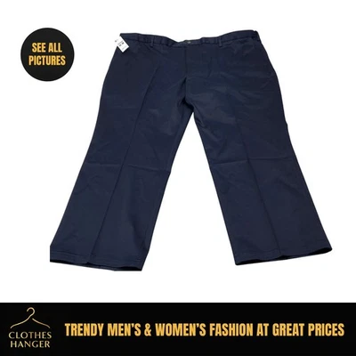 NWT Dockers Signature Khaki Pants Mens 52x30 Navy Flat Front Wrinkle Free 7551 - Image 1 of 4