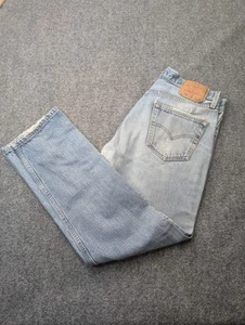 Vintage Levis 501 Jeans Mens 34x30 Blue Made USA Button Fly Distressed 90s Denim - Picture 1 of 14