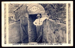 Postcard Arkansas AR Jasper Diamond Caverns Caves Entrance Manager 1950 - Picture 1 of 2