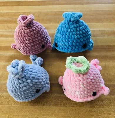 New Crocheted Handmade Multicolor Whale Mini Plushie Stuffed Animal 3-4 Inches - Image 1 of 4