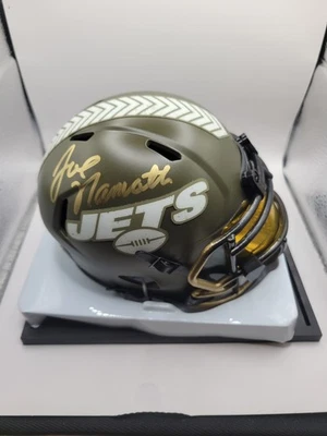 JOE NAMATH SIGNED NEW YORK JETS SALUTE TO SERVICE MINI HELMET JSA WA755132 - Image 1 of 3