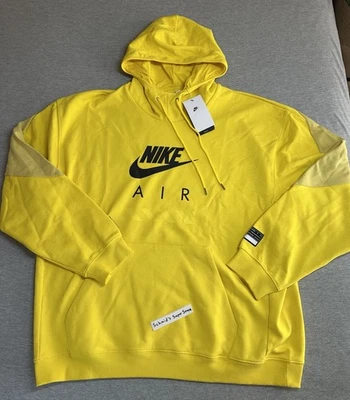 Nike Air Fleece Heavyweight Pullover Hoodie Yellow Black HJ0273-718 Men’s Sz XXL - Image 1 of 4