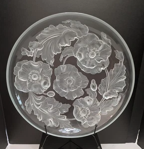 1930er-1940er Jahre Verlys Frankreich Mohnblumen Milchglas Platte 13 1/2 Zoll - Bild 1 von 6