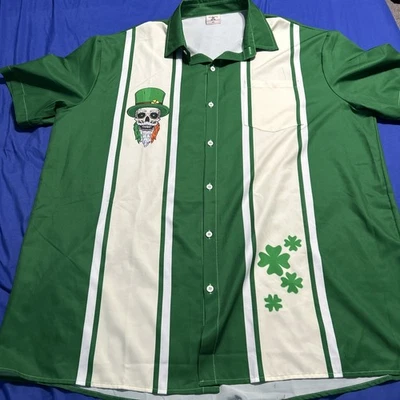 Camisa irlandesa día de San Patricio 2XL para hombre esqueleto espeluznante en sombrero de copa tréboles de 4 hojas Foto 1 de 4