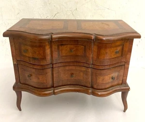 20th C. Miniature Italian Commode Burlwood Inlay 2 Drawer - Picture 1 of 9