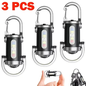 Super Bright LED Mini Flashlight USB Rechargeable Pocket Keychain Torch 3-PACK - Picture 1 of 14
