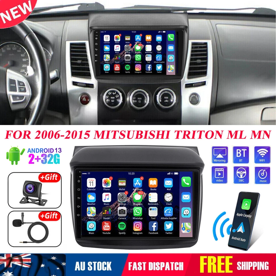 ANDROID 13 CARPLAY FOR MITSUBISHI TRITON ML MN 2006-2015 CAR RADIO GPS HEAD UNIT - image 1 of 4