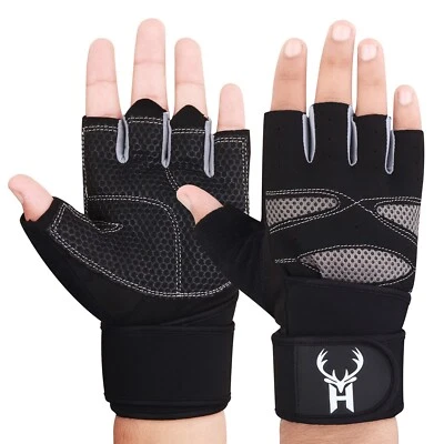 HHH Weight Lifting Gym Workout Gloves with Wrist Wrap Support for Men & Women - Image 1 of 4