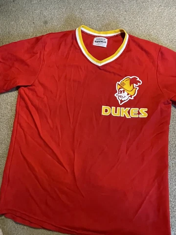 Very Rare Albuquerque Dukes Red Jersey Shirt Medalist Sand Knit L Baseball Vtg Cover
