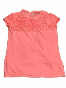 Girls XL Size 14 Bright Tangerine Old Navy Tee Ruffle Accents