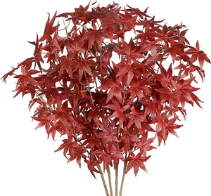 4 Pcs Artificial Maple Leaves Branches Red Faux Silk Foliage for Fall Decor - Picture 1 of 12