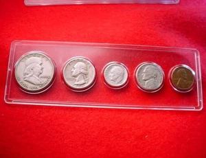 1950-D DENVER 5 COIN MINT SET 90% SILVER KEY DATE COINS!! #10 - Picture 1 of 7