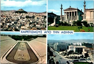 Greetings From Athens Greece Multi View Chrome Postcard c1960s - Bild 1 von 2