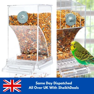 Auto Bird Feeder Cup Bowl Cage No Mess Automatic Feeding Canary Parrot Cockatiel - Picture 1 of 5