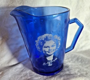 Blue Shirley Temple Creamer Pitcher Cup Honeycomb Cobalt Glass Vintage - Picture 1 of 5