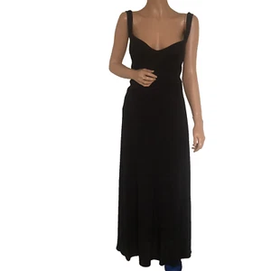 Vestido Sonia Rykiel Clásico Crepé Sin Mangas Negro Fr 40 UK 10/12 Maxi Hecho en Francia - Imagen 1 de 12