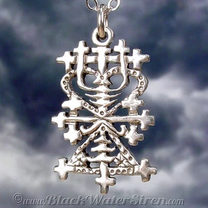 VOODOO VEVE - MAMAN BRIGITTE - Charm Pendant STERLING Silver 925 Lwa Vodou - Picture 1 of 4