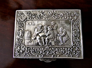 Antik Schmuckschatulle Dose Massiv 800 Silber Kartenspiel 947/3 - Picture 1 of 7