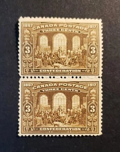 Stamps Canada Mint: #135 3c brown Anniv. of Confederation pair Fine+ MNH - Picture 1 of 2