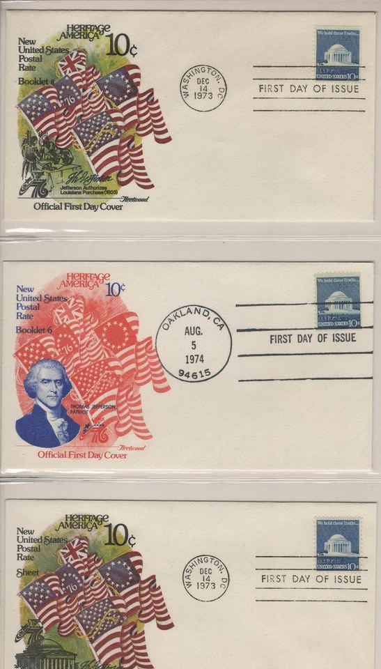 USA 1974 (3) DIFFERENT FIRST DAY COVERS HERITAGE AMERICA + CACHET - Image 1 of 1