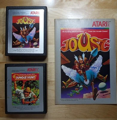 Joust and Jungle Hunt Game Cartridges (Atari 2600 VCS) Tested Working! - Image 1 of 4
