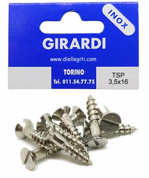 VITE A LEGNO IN ACCIAIO INOX A2 TESTA SVASATA PIANA A TAGLIO DIN 97 mm3,5x16 - Immagine 1 di 1