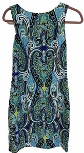 AB Studio Women's 2 Sleeveless Paisley Shift Dress Stretch Zipper Career Core - Picture 1 of 8