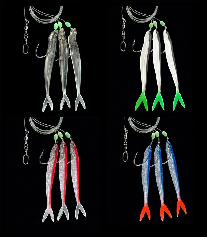 DEGA Norwegen-Paternoster mit Gummifisch Hakengr. 4/0 Dorschvorfach Seelachs Rig - Bild 1 von 1