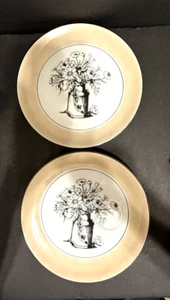 Plato de ensalada/postre salsa sangaritas lata de leche negro blanco malva 8" lote de 2 - Imagen 1 de 10