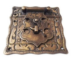 square box Latch catch solid brass furniture antiques kitchen old style 3 " - Picture 1 of 4