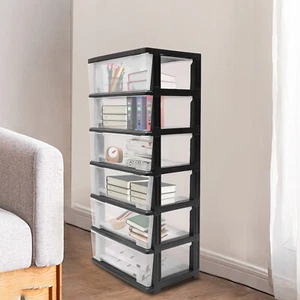 6 Drawers Utility Storage Rolling Cart Foldable with Removable Wheel 50*33*109cm - Picture 1 of 20