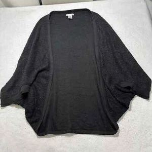 Coldwater Creek Women's One Size Wool Blend Cardigan Open Front Sweater Black - Picture 1 of 12