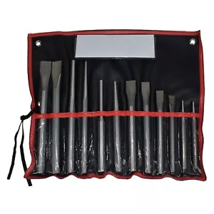 Heavy Duty Industrial Steel Cold Chisel Pin Punch Centre Punch Set 12pc - Picture 1 of 3
