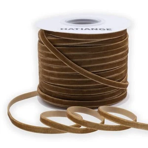 Khaki Velvet Ribbon Single Face 1/4 Inch X 50 Yardsfor Gift Wrapping Hair Bow... - Picture 1 of 6